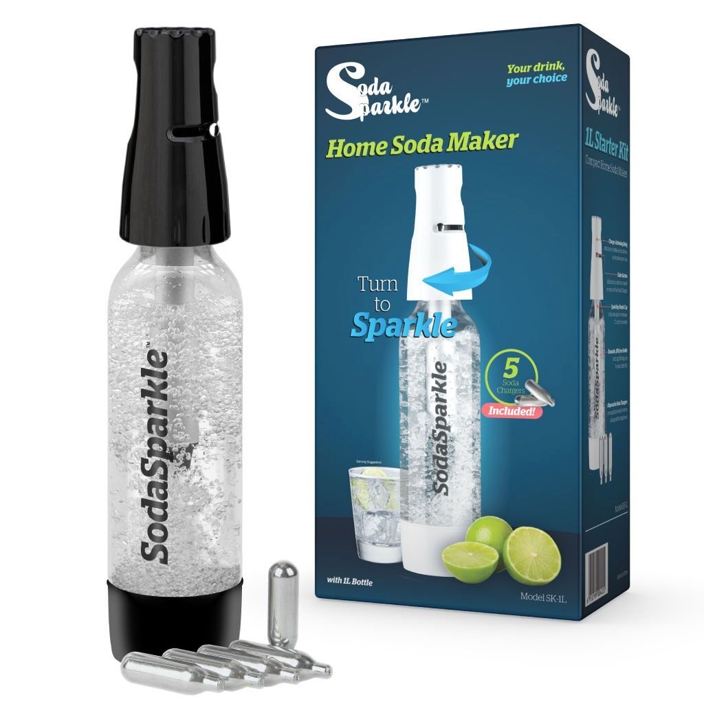 SodaSparkle Home Soda Maker Kit Sparkling Carbonated Seltzer BLACK