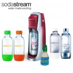 SodaStream Fountain Jet Soda Maker Red 4 Bottles Mini CO2